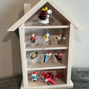 Hallmark Holiday Ornament Set with Wooden Display